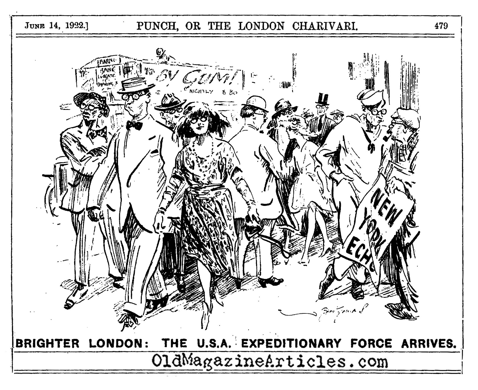 American Tourists Lampooned by Punch (Punch Magazine, 1922)